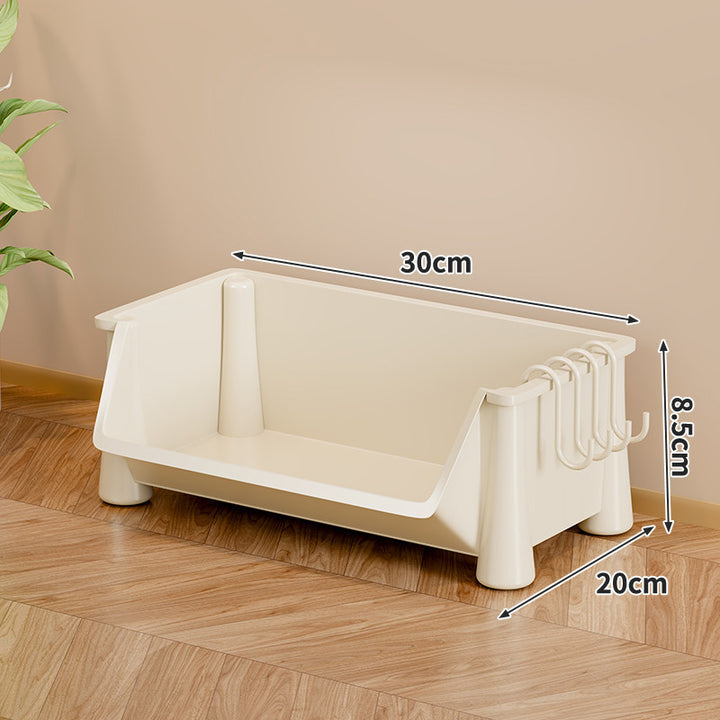 Slim Multi-Tier Rolling Plastic Storage Cart with Deep Tilt Bins and Side Hooks