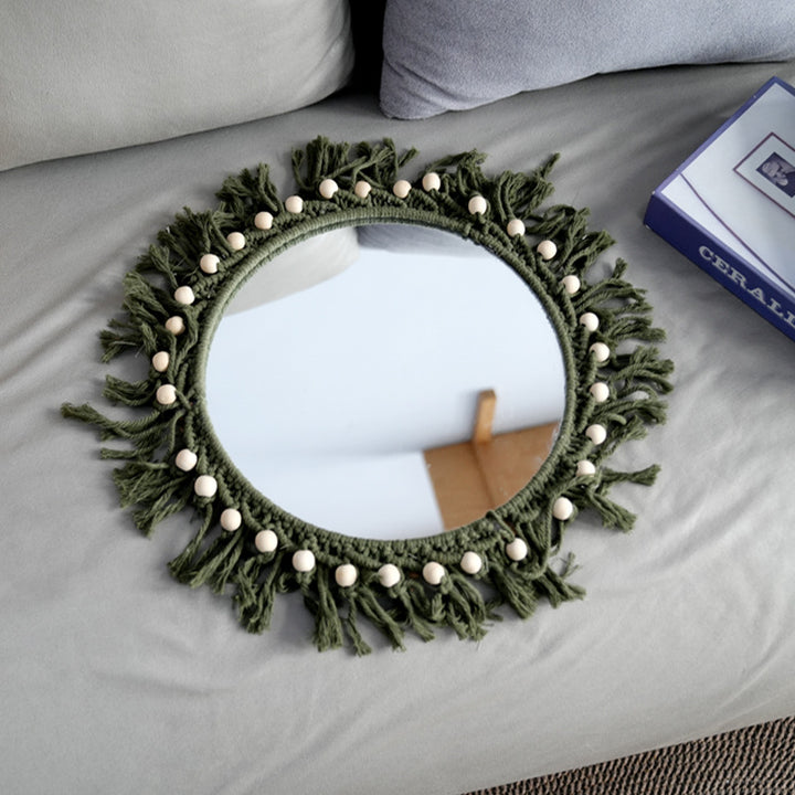 Beef mirror with macrame frame
