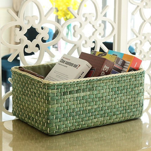 Handcrafted organizer basket with two handles