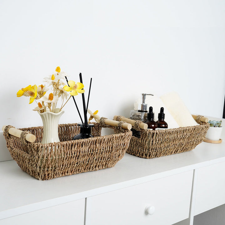 Natural Fiber Storage Basket with Handles