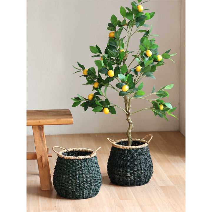 Handcrafted storage basket with natural details