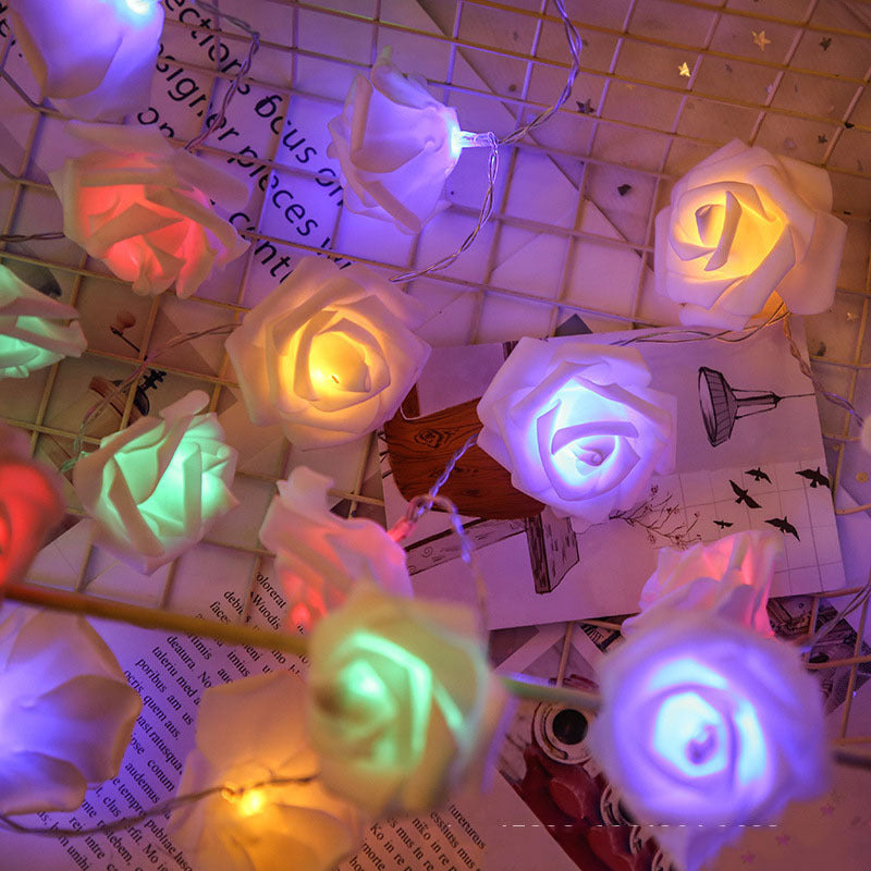 Rose-shaped LED string lights Romantic flower garland