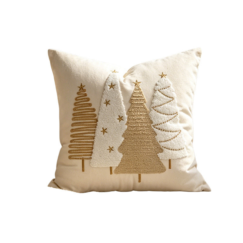 Embroidered Sherpa Lumbar Throw Pillow Cover with Script Text and Piped Edge