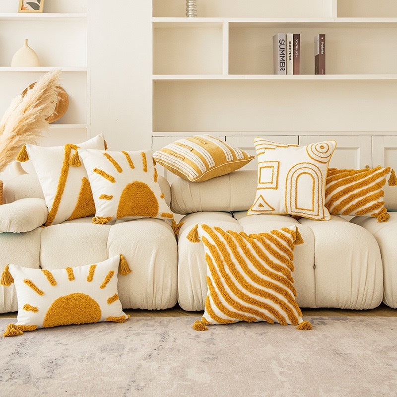 Textured Geometric Pattern Throw Pillow for Sofa Decoration