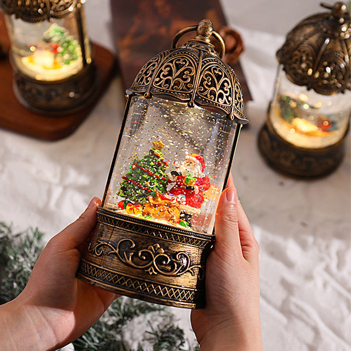 Elegant Christmas lantern with snow globe