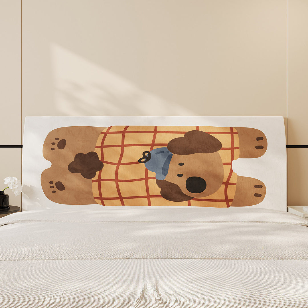 Decorative Padded Headboard Panel Cover with Playful Cartoon Cat Print