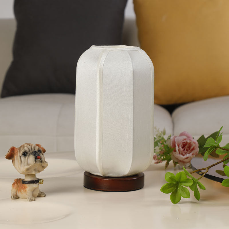 Linen Lantern Style Nightstand Lamp