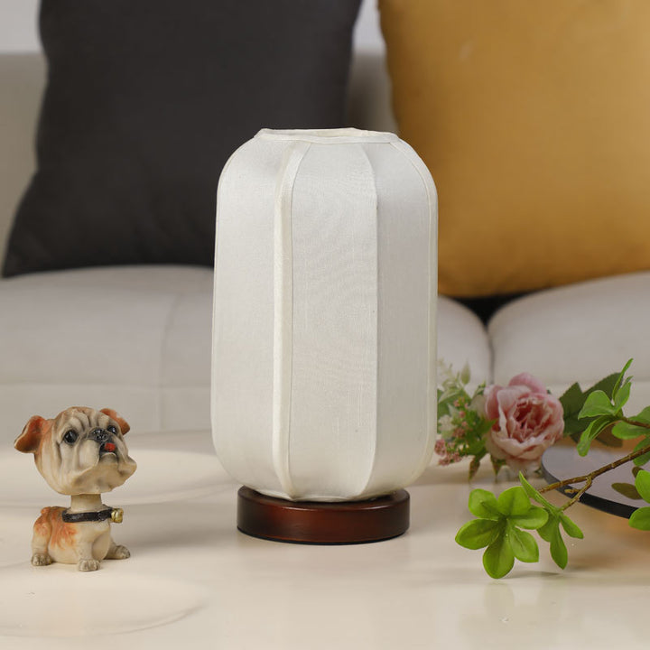 Linen Lantern Style Nightstand Lamp