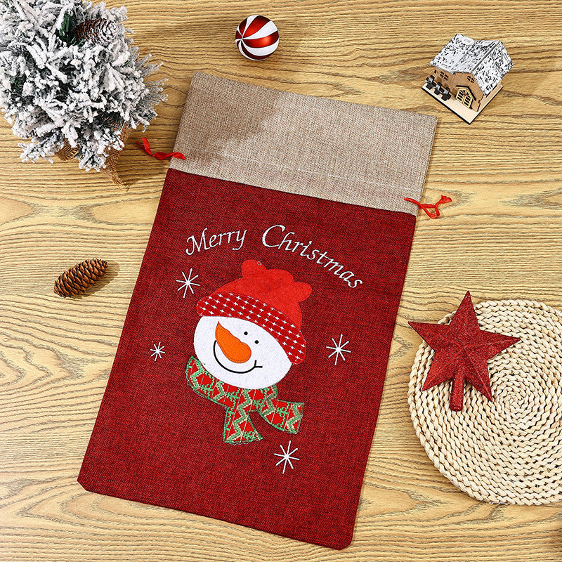 Festive Christmas gift sack with snowman motif