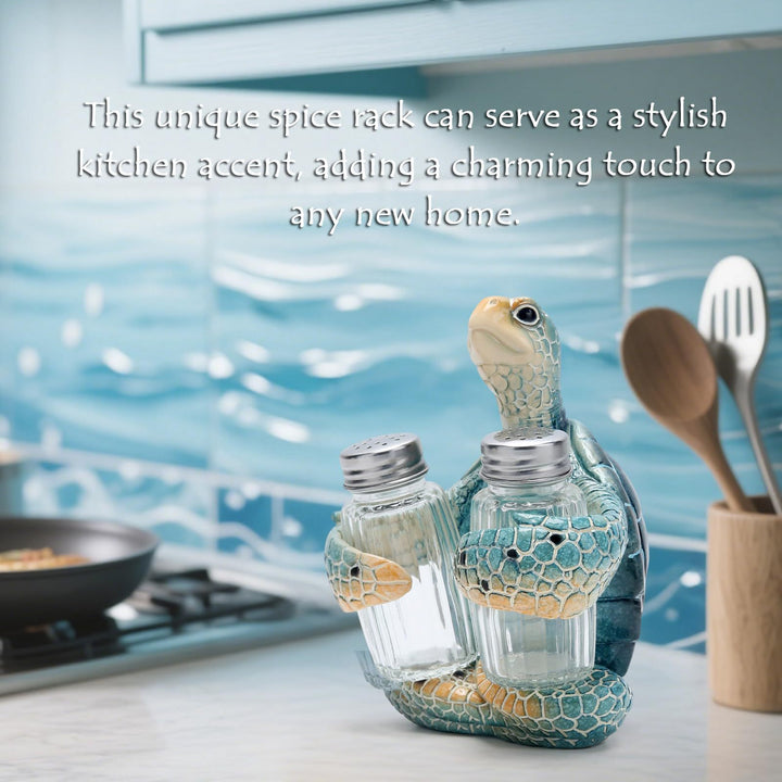 Decorative Turtle-Shaped Salt and Pepper Shaker Holder