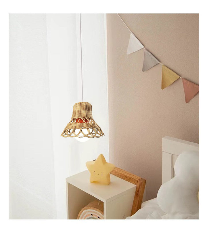 Handmade hanging lamp made of natural material