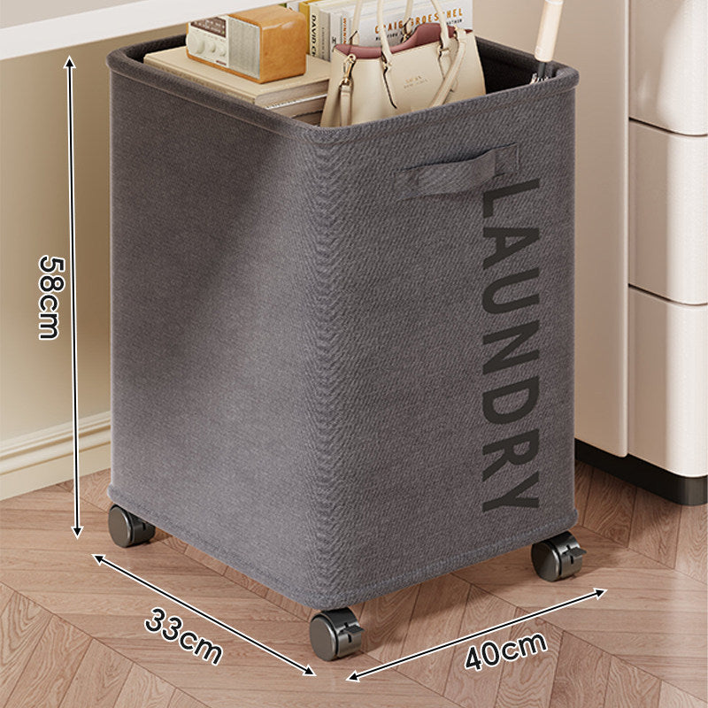 Double-Compartment Tall Rolling Fabric Laundry Hamper with Removable Liner and Smooth Casters