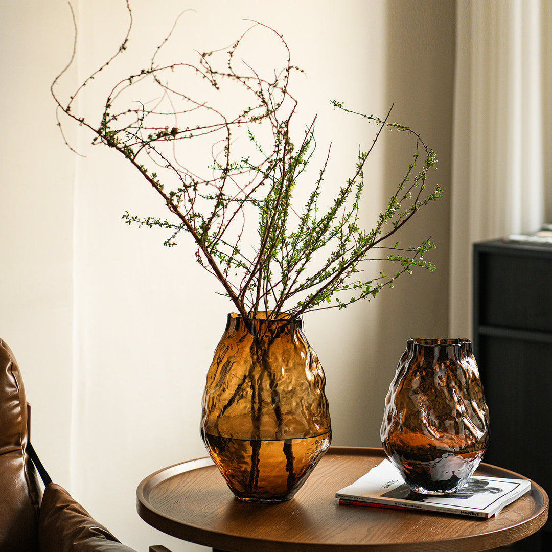 Hand-Blown Textured Organic Sculptural Glass Table Vase