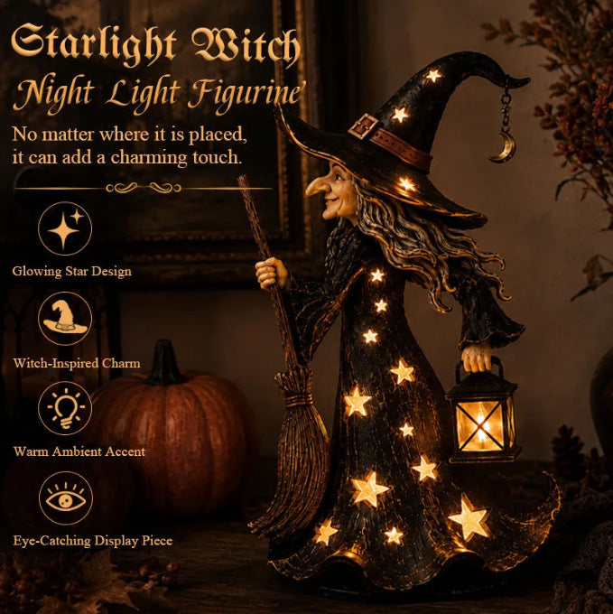 Decorative witch figure with broom