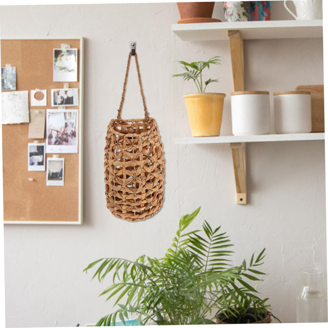 Handwoven basket with suspension device