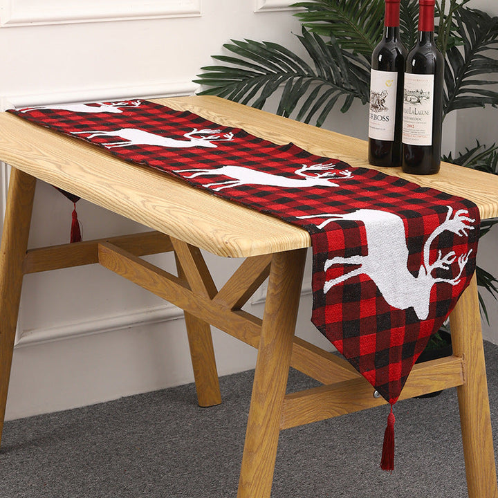 Christmas table runner with reindeer motif