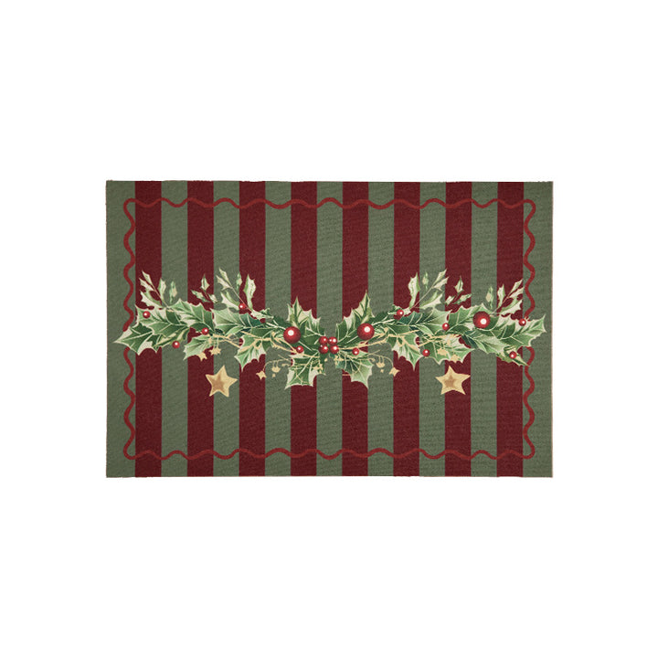 Christmas doormat with lettering and holly motif