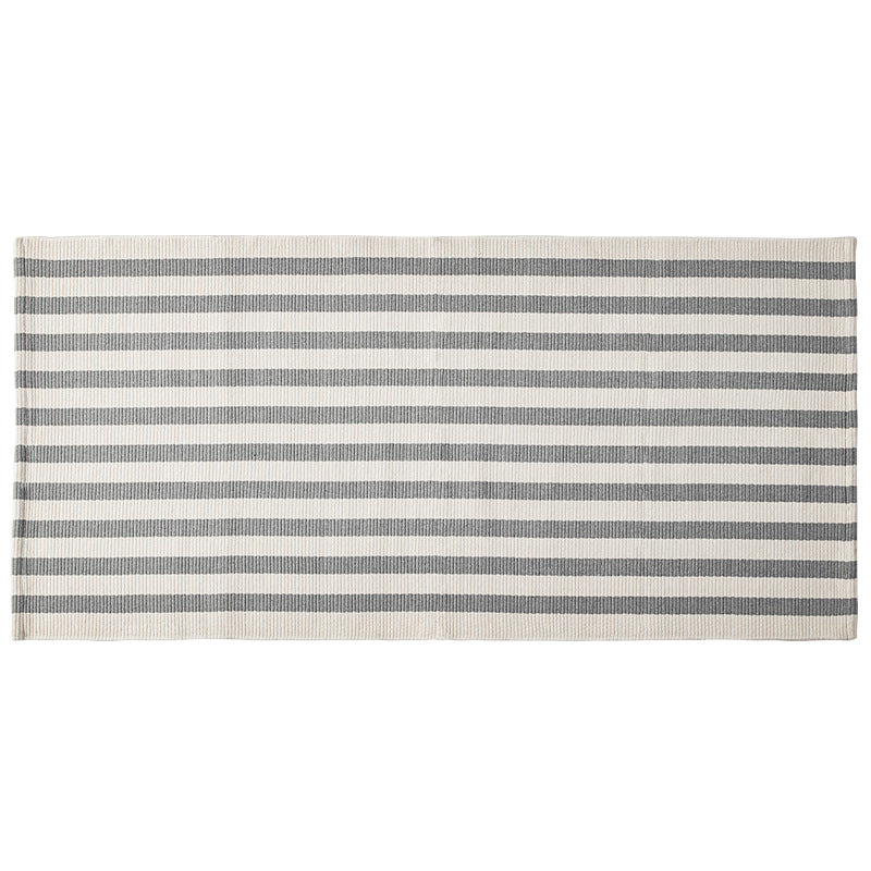 Flat woven runner for living and dining room with modern stripe pattern