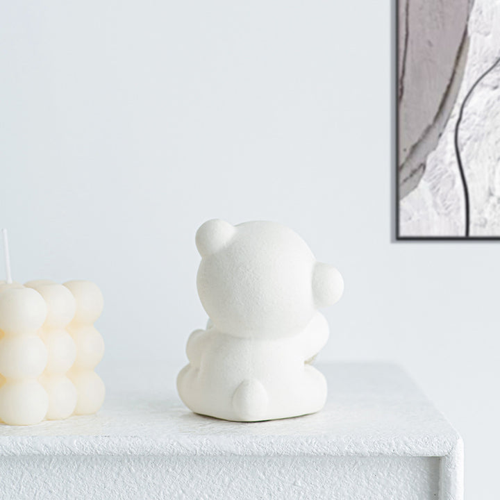 Kawaii Bear Figurine with Heart