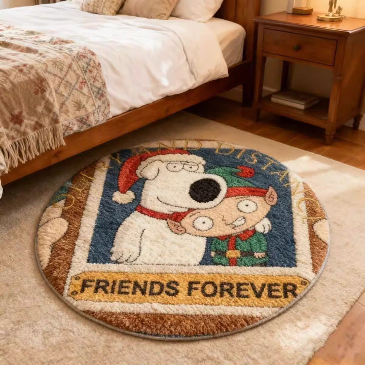 Cartoon-Themed Round Bath Mat for Bathroom