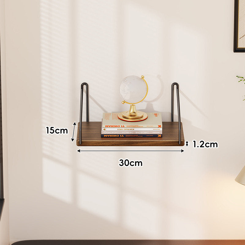 Floating Wall Shelf with Minimal Metal Bracket and Oak Veneer