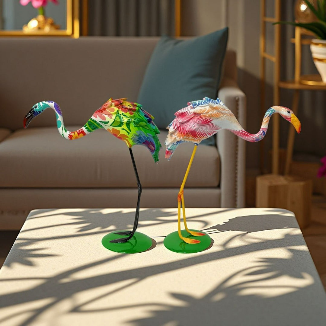Artistically designed flamingo sculpture
