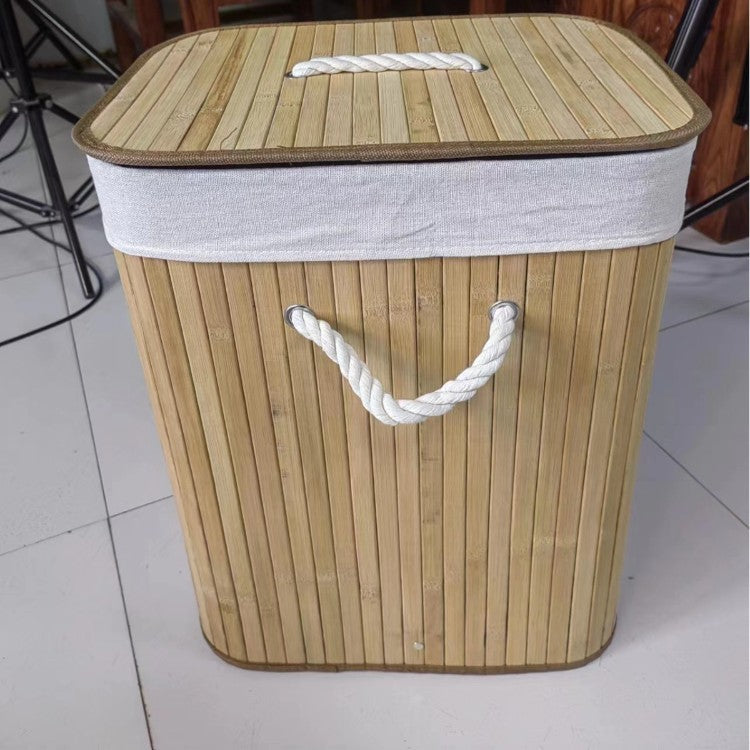Elegant Laundry Basket Made of Bamboo with Practical Lid