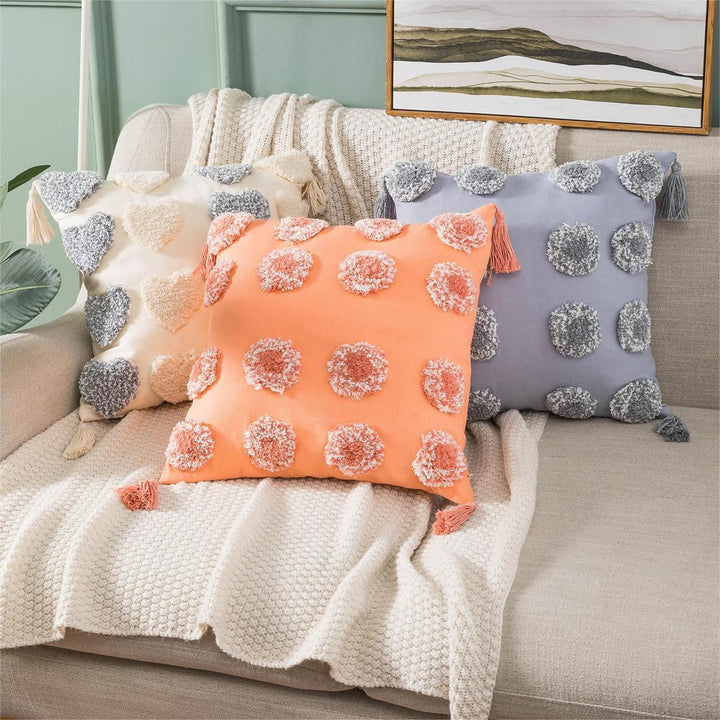 Textured Decorative Pillow with Tassels