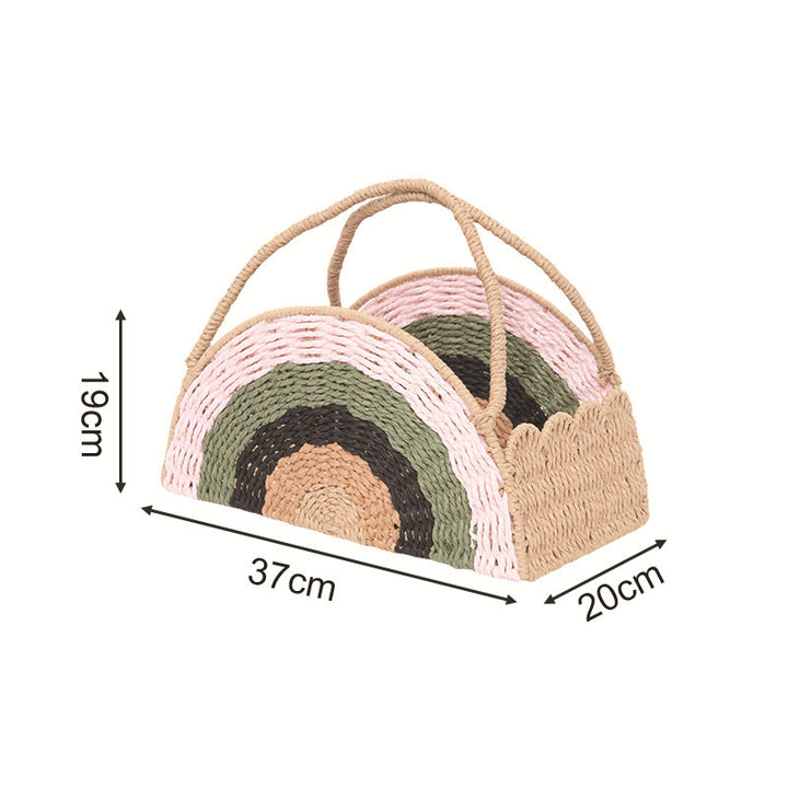 Woven Straw Rainbow Tote
