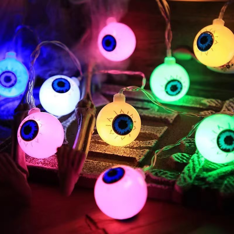 Spooky Thematic Glowing Eyeball Garland LED Ambient String Lights with Battery Controller