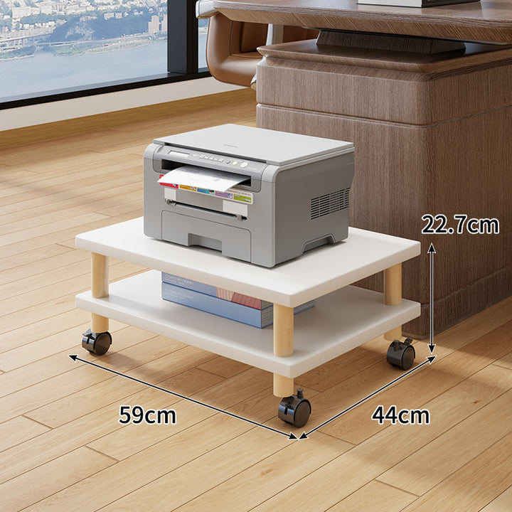 Compact Mobile Tiered Wooden Printer Stand with Swivel Casters