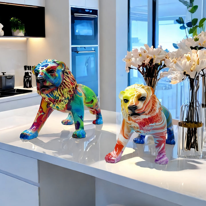 Artistically designed lion figure
