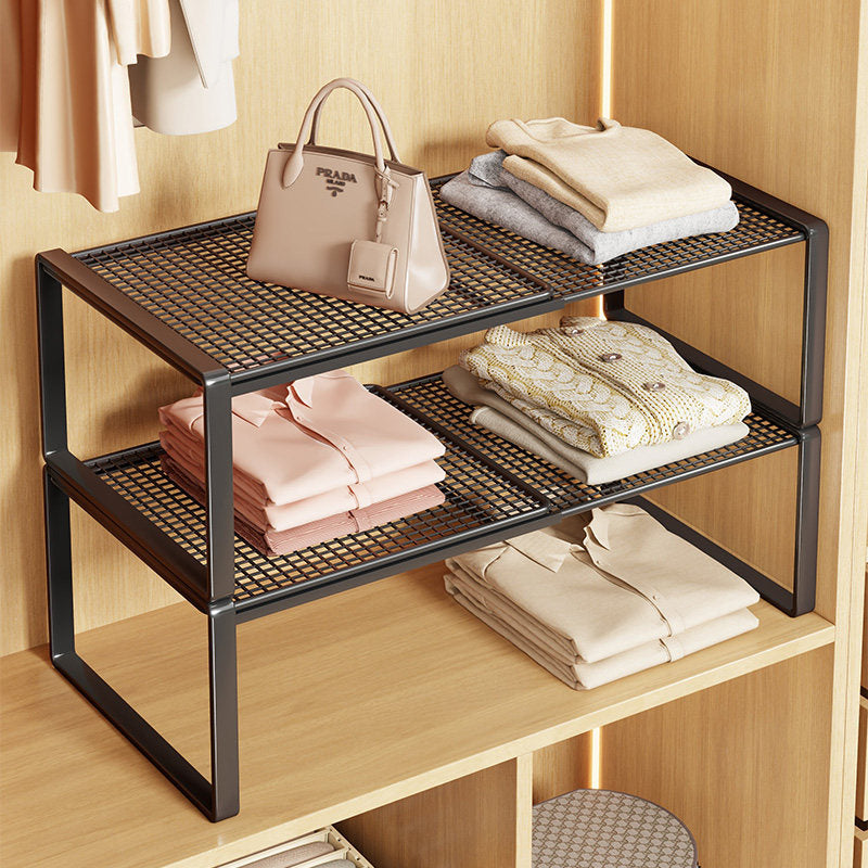 Adjustable Expandable Metal Mesh Shelf Riser for Closet and Wardrobe