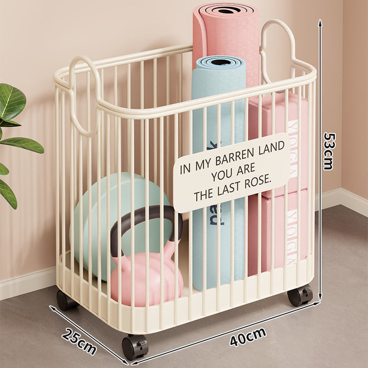 Rolling Vertical Fitness Storage Cart with Handle Hooks and Locking Casters