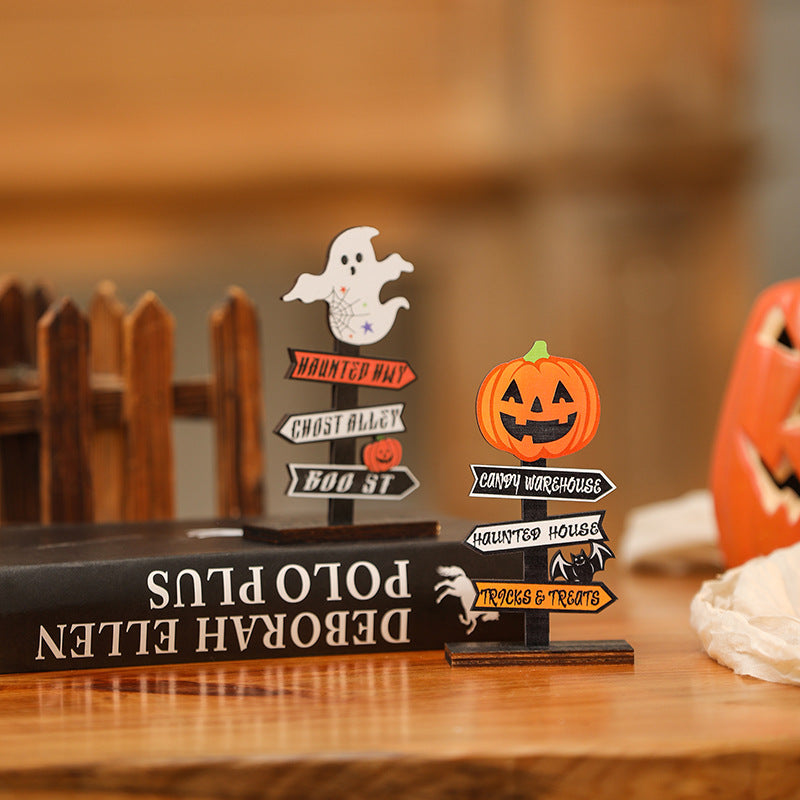 Creative Halloween Decor Sign with Pumpkin Motif