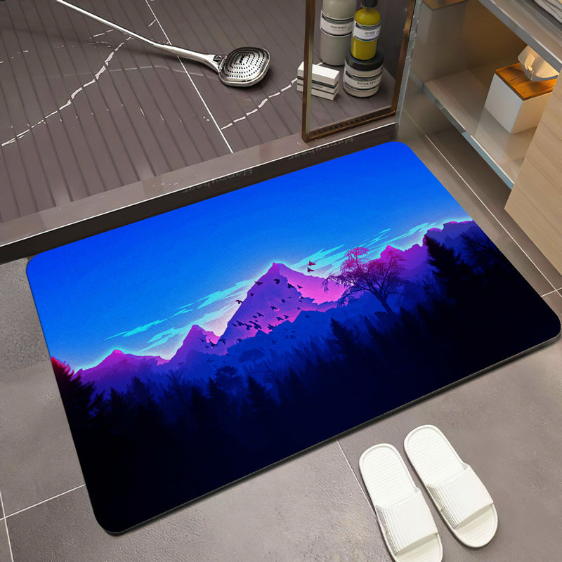 Scenic Mountain Landscape Bath Mat