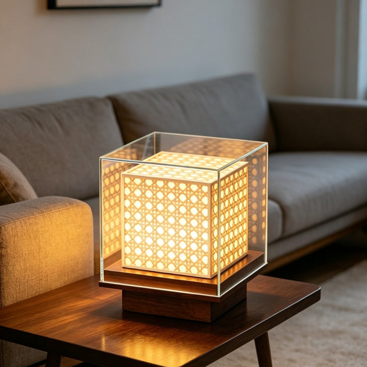 Decorative glass lantern table lamp
