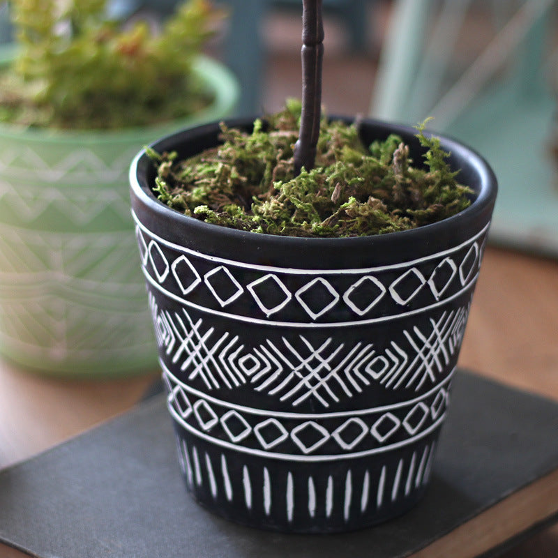 Decorative plant pots in Ethno style