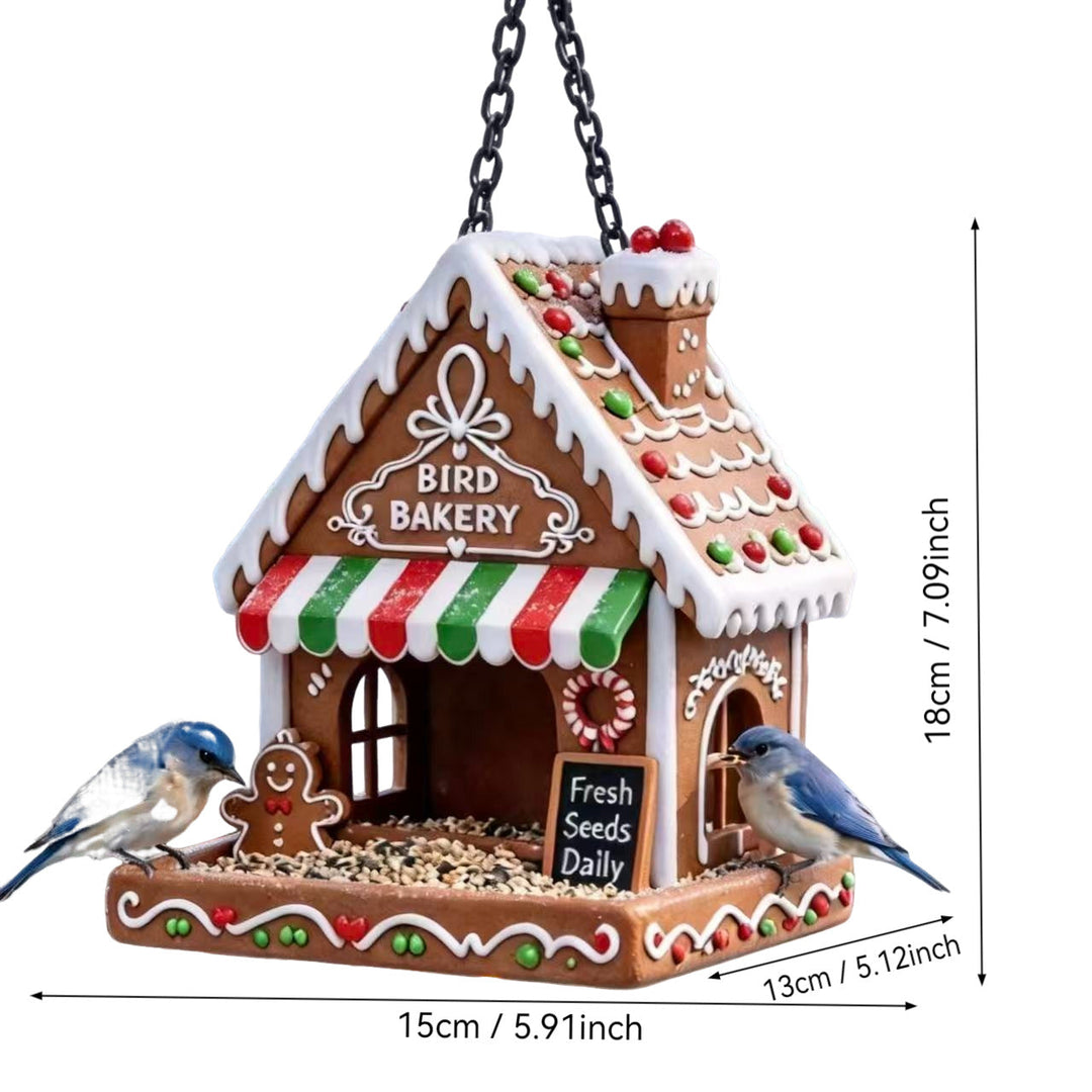 Bird feeder in gingerbread house style