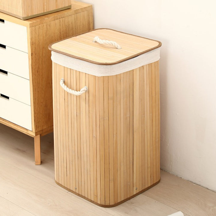 Elegant Laundry Basket Made of Bamboo with Practical Lid