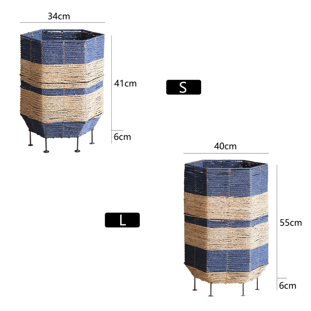 Decorative laundry basket with metal legs