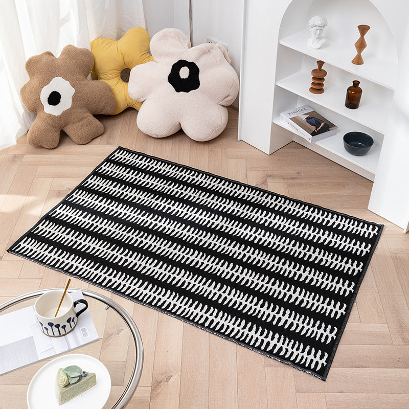 Flat-woven living room runner rug with geometric semicircle design and PVC anti-slip backing