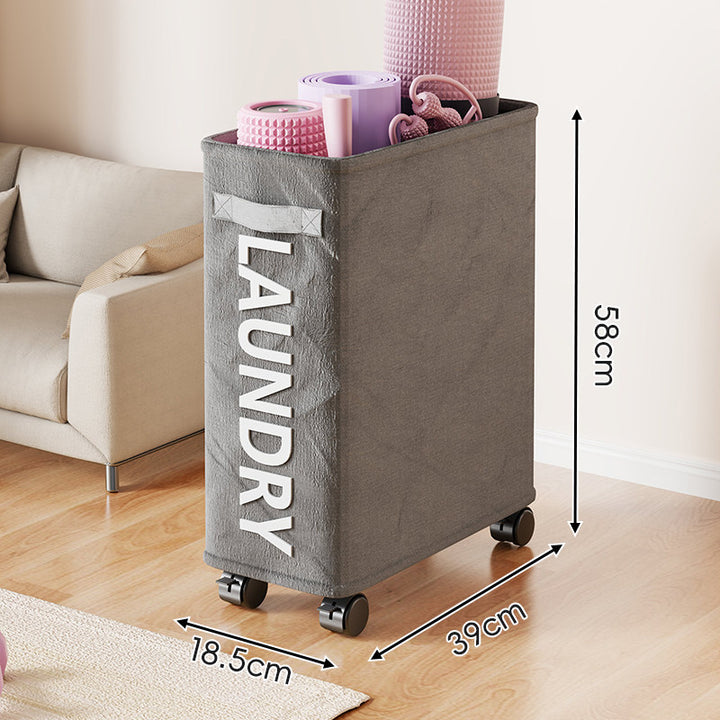 Rolling Dual-Compartment Canvas Storage Cart for Yoga Mats and Rackets
