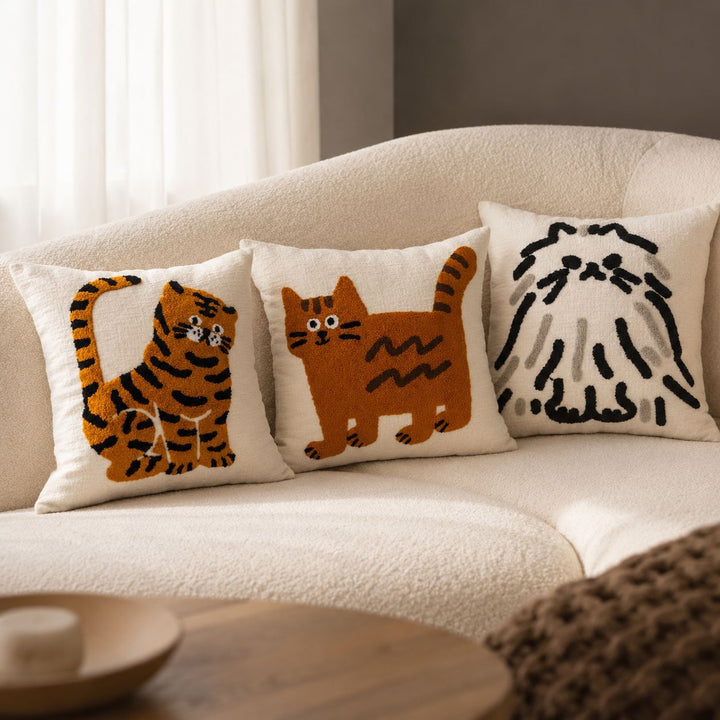 Decorative Animal Illustration Throw Pillow