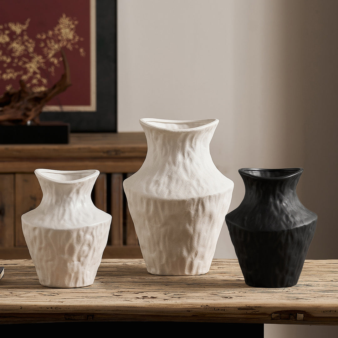 Curved ceramic vase