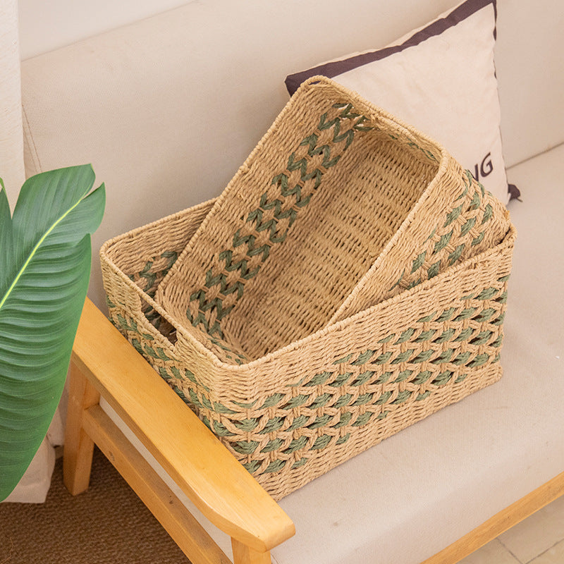 Natural decorative storage basket with woven design