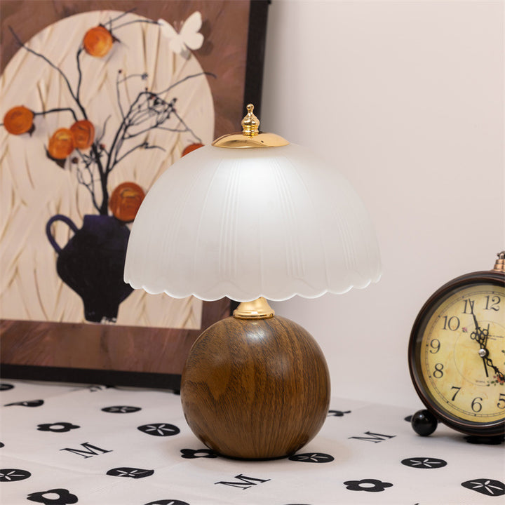 Vintage glass table lamp with artistic shade