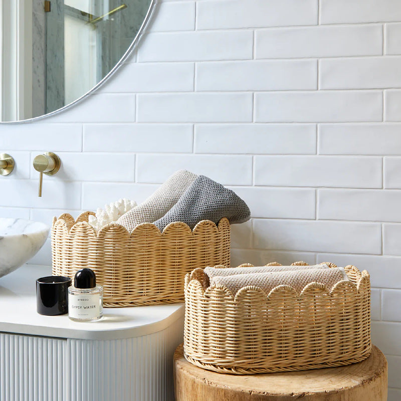 Handmade decorative basket with wavy edge