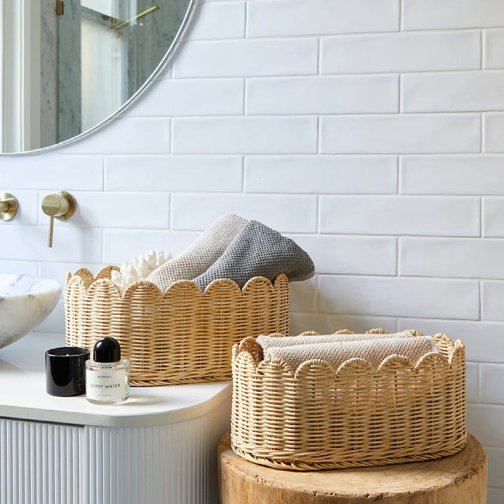 Handmade decorative basket with wavy edge