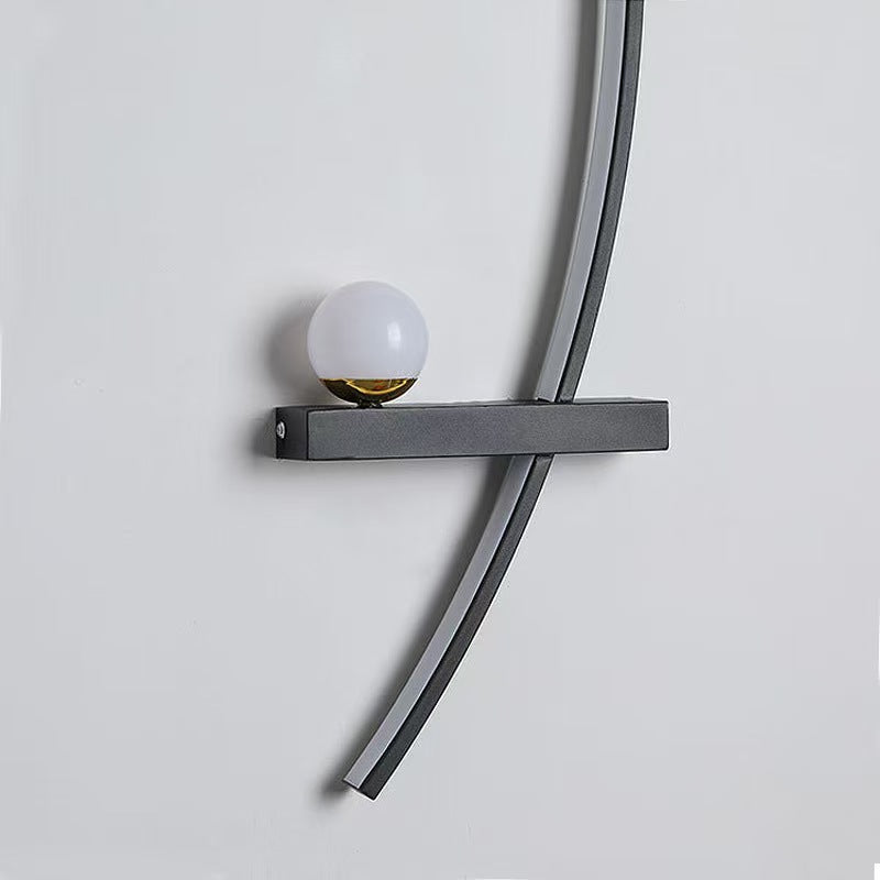Curved LED ambient wall lamp with integrated shelf